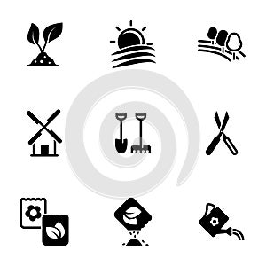 Simple vector icons. Flat illustration on a theme Garden, garden, farming, farm