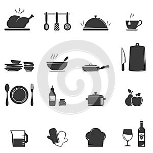 Simple vector icons. Flat illustration on a theme Kitchen and culinary