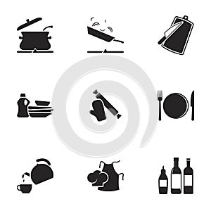 Simple vector icons. Flat illustration on a theme Kitchen