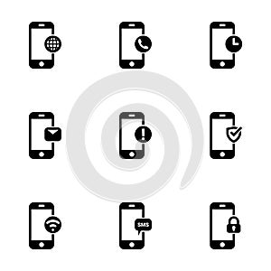 Simple vector icons. Flat illustration on a theme Phone functions