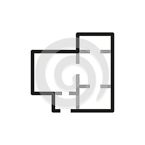 Simple vector icons related to real estate. Apartment layout icon. Vector illustration