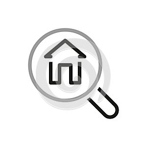 Simple vector icons related to real estate. Property search icon. Vector illustration