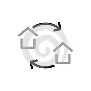 Simple vector icons related to real estate. Real estate exchange icon. Vector illustration