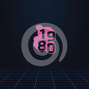 Simple vector illustration in 80s style of signboard with number 1980 symbol