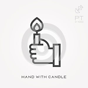 Simple vector illustration with ability to change. Hand with candle