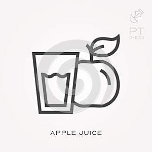 Simple vector illustration with ability to change. Line icon apple juice