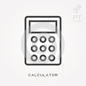 Simple vector illustration with ability to change. Line icon calculator