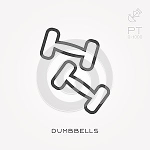 Simple vector illustration with ability to change. Line icon dumbbells
