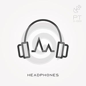 Simple vector illustration with ability to change. Line icon headphones