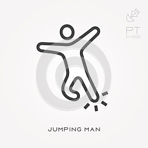 Simple vector illustration with ability to change. Line icon jumping man