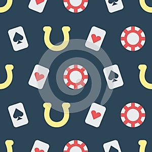 Simple vector illustration with ability to change. Pattern with poker accessories