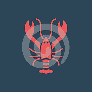 Simple vector illustration with ability to change. Silhouette icon crayfish