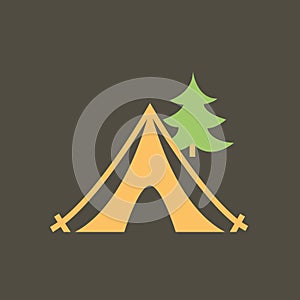 Simple vector illustration with ability to change. Silhouette icon tent