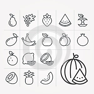 Simple vector illustration with ability to change. Vector fruit icons