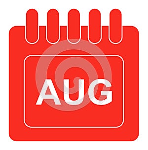 Vector august on monthly calendar red icon