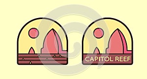 Simple vector illustration of Capitol Reef National Park in mono line style