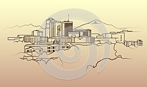 Simple vector illustration of downtown Tucson, Arizona skyline