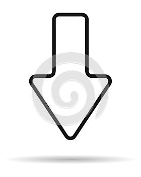 Simple vector illustration line art arrow down icon