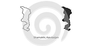 Simple vector illustration of map Shamakhi, Azerbaijan.