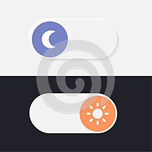 Simple vector illustration of the night and day mode switch buttons for an application or website