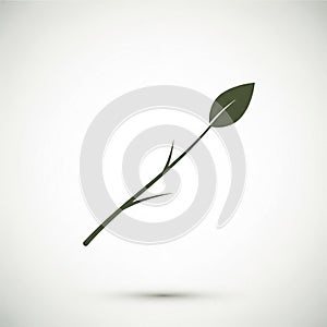 Simple vector illustration of a plant branch with a single leaf