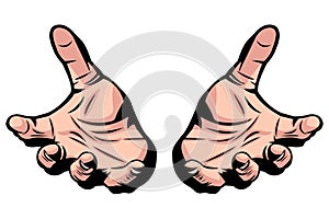 Simple vector illustration of two open hands