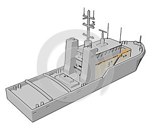 Simple vector illustration of a white navy battle ship