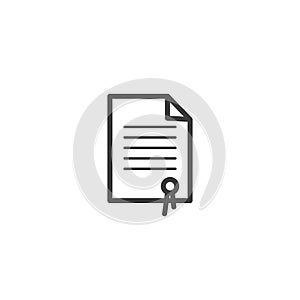 Simple vector line art outline icon of the honorary document