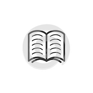 Simple vector line art outline icon of the open book