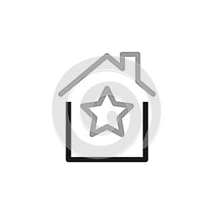 Simple vector line icons related to real estate. House and star icon, best real estate. Vector illustration