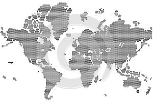 Simple vector  map world from black circle formation, Isolated on White