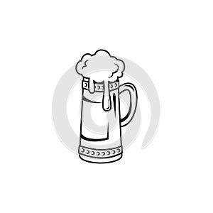 Simple vector outline icon with a beer mug stroke