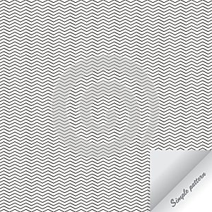 Simple vector pattern, black thin zigzag lines on white background. simple repeat texture. paper flip.