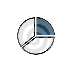 Simple vector pie chart icon representing data analysis, statistics, and business strategy