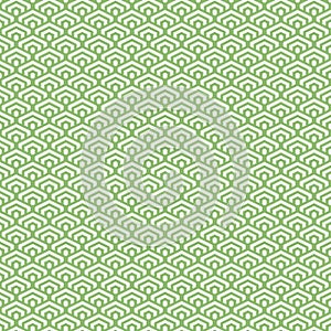 Simple vector pixel art olivine and light green seamless pattern of minimalistic geometric scaly hexagon pattern in japan