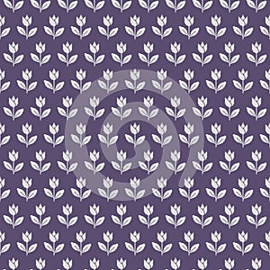 Simple vector pixel art seamless pattern of minimalistic gainsboro and independence colors abstract blooming tulip flower