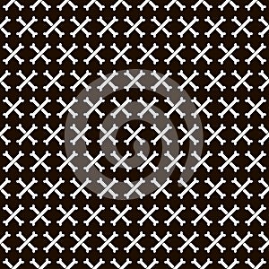 Simple vector pixel art seamless pattern of minimalistic two white crossbones