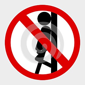 Simple vector prohibition sign, Do Not Lean at wall or Door at gray background