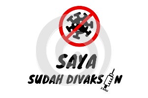 Simple Vector Quote, saya sudah divaksin in indonesia language 2 kali, I Got Vaccinated two times