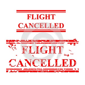 Simple Vector Rectangle Grunge Red Rubber Stamp, Flight Cancelled, Isolated on white