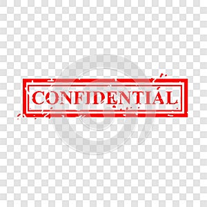 Simple Vector, Red Grunge Rubber Stamp, Confidential, at transparent effect background