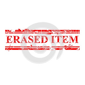 Simple Vector, Red Grunge Rubber Stamp, Erased item, Isolated on white