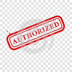 Simple Vector, Red Scratch Rubber Stamp, Authorized, at transparent Effect background