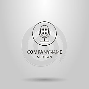 Simple vector retro style microphone logo in the round frame