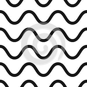 Simple vector seamless pattern, horizontal wavy lines, curves.