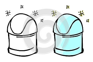Simple Vector Set 2 Hand Draw Sketch of sparkling Closed Clean and tidy trash bin