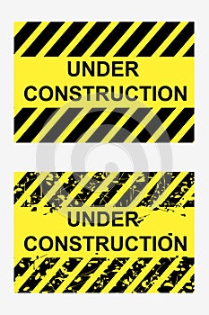 Simple Vector Set 2 Yellow and Rectangle sign Under Construction