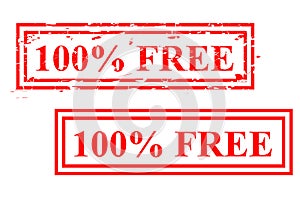 Simple Vector Set 2 Rust Red Rectangle Rubber Stamp, 100 Percent or % Free