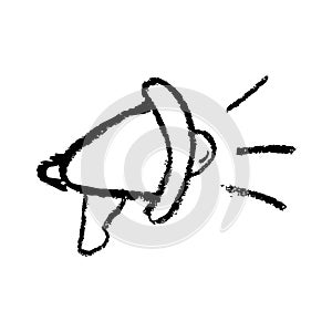 simple vector sketch crayon Bullhorn or Megaphone, isolated on white