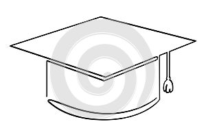 simple vector sketch graduation cap single one line art, continuous